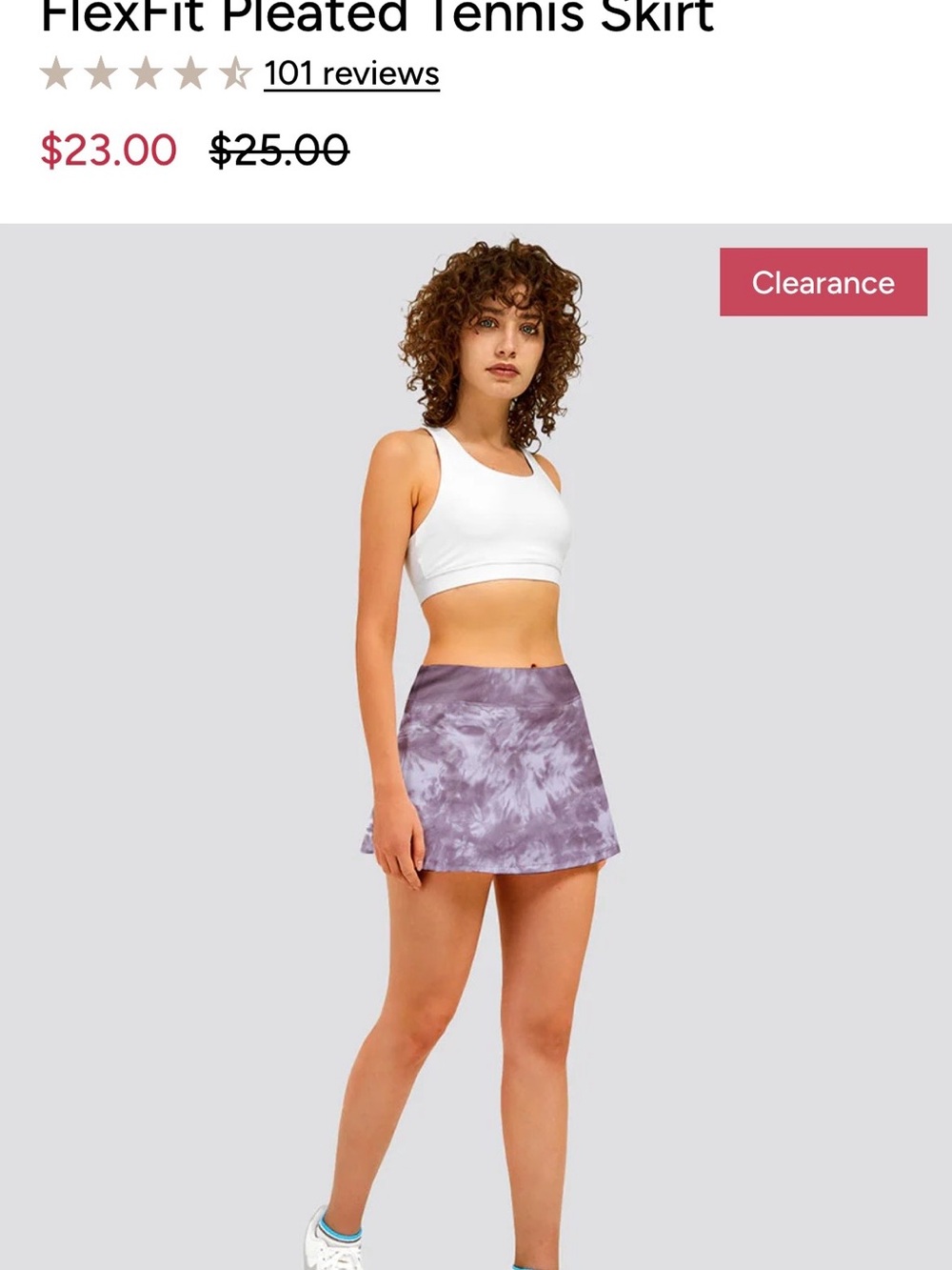 Stelle Pleated Tennis Skirt - Lavender & White Tie-Dye | Size Large